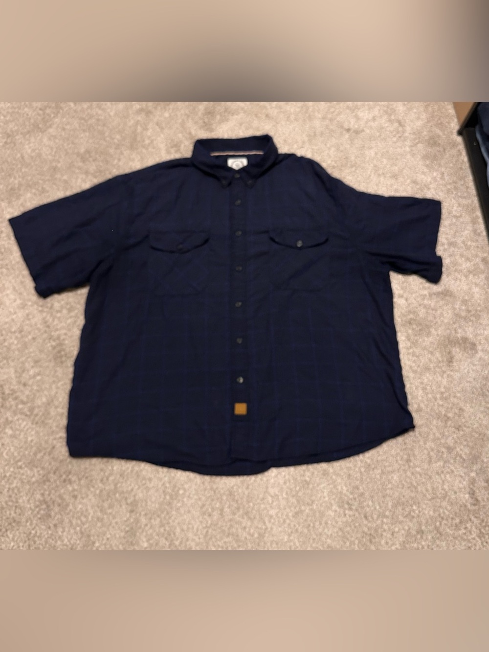 Casual Navy Short-Sleeve Button-Down Shirt